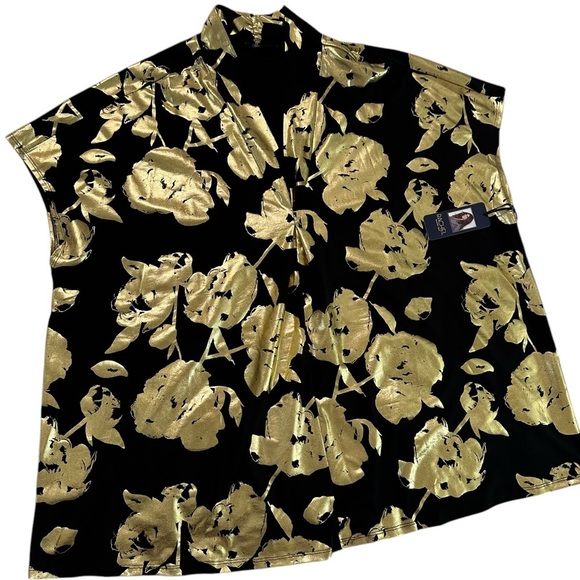 NWT Rachel Roy Black & Gold Graphic Tunic Top Size 2X - Picture 16 of 17